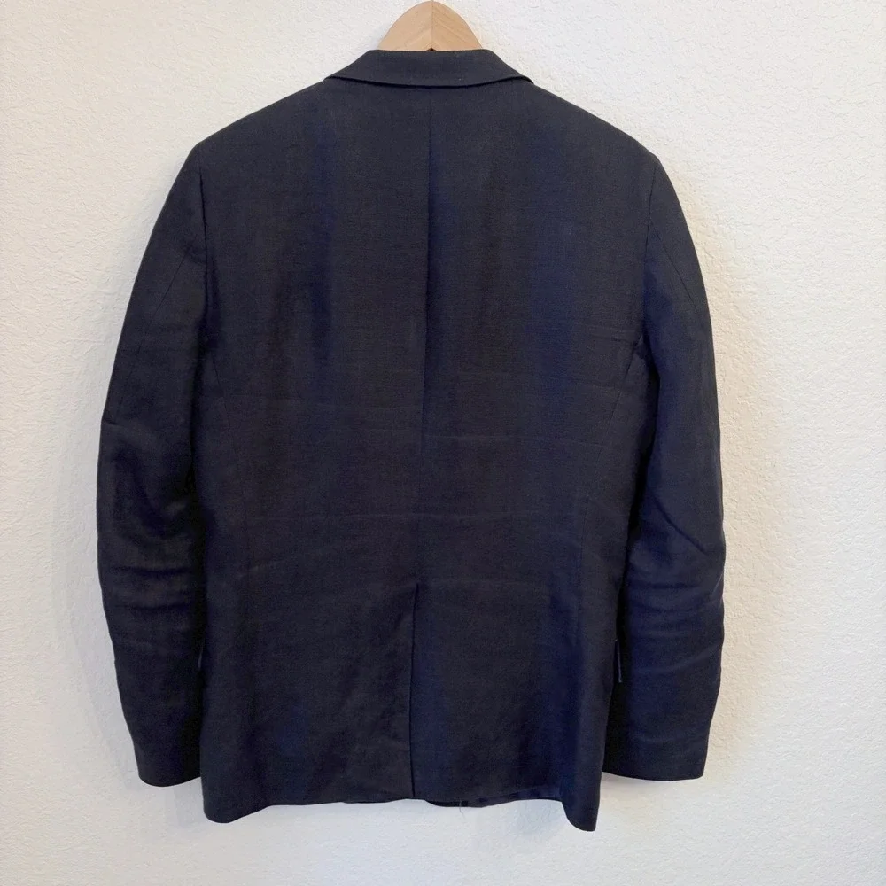 Murano Linen Blazer Mens S 38 Baird McNutt Classic Navy Blue Slim Summer Wedding